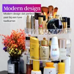 LuZana Make-Up Organizer - Beauty Organizer Voor Make Up - 360° Roterend - Opbergbox - Opbergdoos Cosmetica - Sieradendoos - Nagellak - Lippenstift - Transparant - Cadeautje Voor Vrouw -Poeder - Foundation Winkel 1200x1200 599