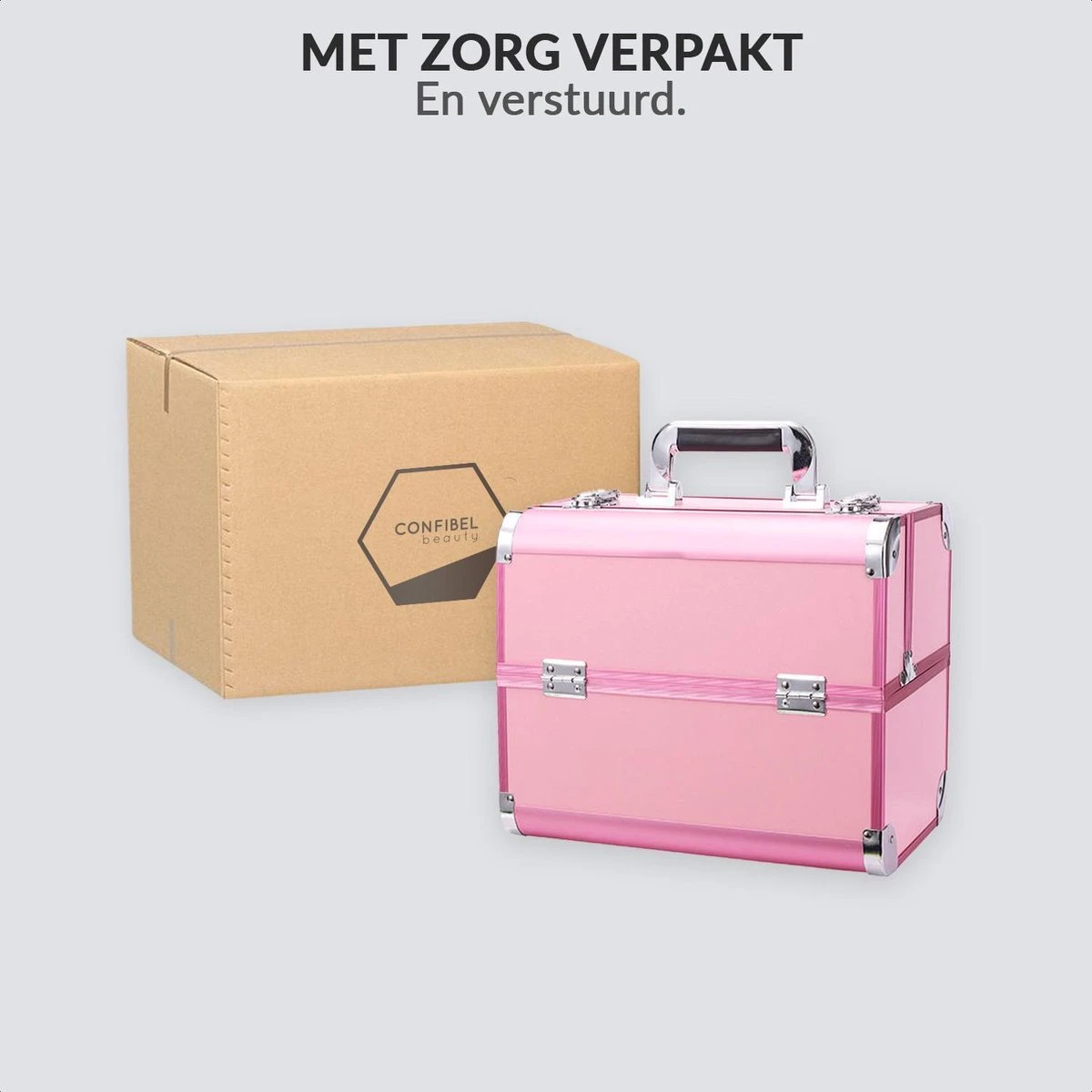 Confibel Cosmetica Koffer - Make Up Koffer Uitklapbaar - 5 Opbergbakken Make-up Koffer - Beautycase/Visagiekoffer /Cosmeticakoffer /Beautycase/ Nagelstylistekoffer - Roze 9 Confibel Cosmetica Koffer - Make Up Koffer Uitklapbaar - 5 Opbergbakken Make-up Koffer - Beautycase/Visagiekoffer /Cosmeticakoffer /Beautycase/ Nagelstylistekoffer - Roze - Afbeelding 7