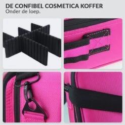 Cosmetica Koffer - Make-up Koffer Met Verstelbare Vakken - Visagie En Nagelstyliste Beauty Koffer - 26x23x9CM - Roze -Poeder - Foundation Winkel 1200x1200 643