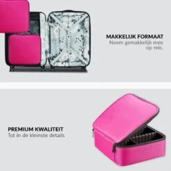 Cosmetica Koffer - Make-up Koffer Met Verstelbare Vakken - Visagie En Nagelstyliste Beauty Koffer - 26x23x9CM - Roze -Poeder - Foundation Winkel 1200x1200 644