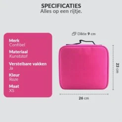 Cosmetica Koffer - Make-up Koffer Met Verstelbare Vakken - Visagie En Nagelstyliste Beauty Koffer - 26x23x9CM - Roze -Poeder - Foundation Winkel 1200x1200 647
