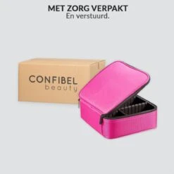 Cosmetica Koffer - Make-up Koffer Met Verstelbare Vakken - Visagie En Nagelstyliste Beauty Koffer - 26x23x9CM - Roze -Poeder - Foundation Winkel 1200x1200 648