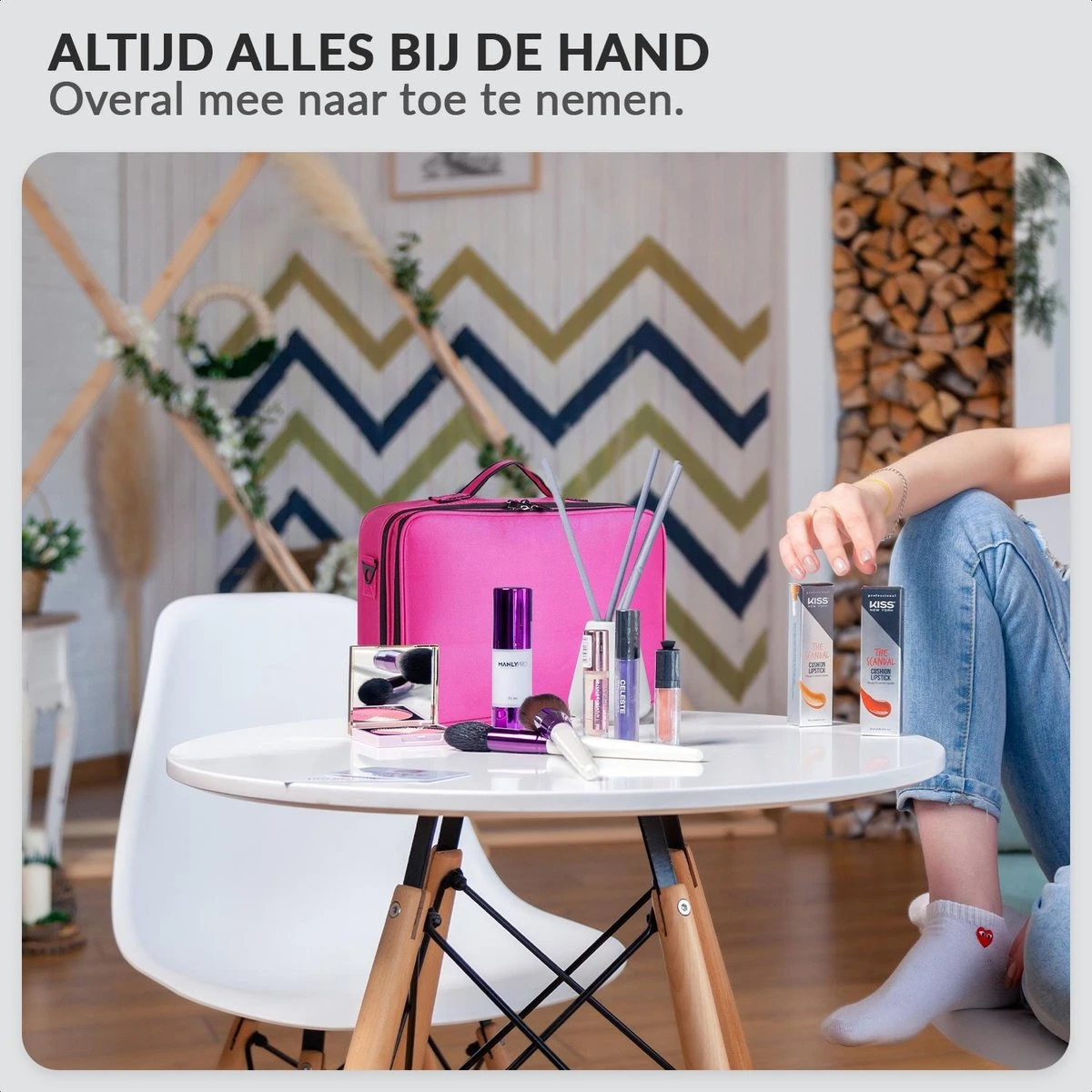 Cosmetica Koffer - Make-up Koffer Met Verstelbare Vakken - Visagie En Nagelstyliste Beauty Koffer - 37x27x13CM - Roze 4 Cosmetica Koffer - Make-up Koffer Met Verstelbare Vakken - Visagie En Nagelstyliste Beauty Koffer - 37x27x13CM - Roze - Afbeelding 2