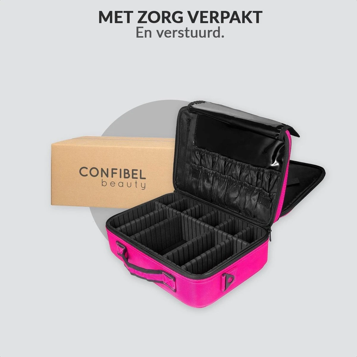 Cosmetica Koffer - Make-up Koffer Met Verstelbare Vakken - Visagie En Nagelstyliste Beauty Koffer - 37x27x13CM - Roze 7 Cosmetica Koffer - Make-up Koffer Met Verstelbare Vakken - Visagie En Nagelstyliste Beauty Koffer - 37x27x13CM - Roze - Afbeelding 5