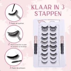 Magnetische Wimpers Met Eyeliner Set - Magnetic Lashes - Magneet - 10 Sets Nepwimpers Met 2 Eyeliners En 1 Applicator - Zwart -Poeder - Foundation Winkel 1200x1200 705