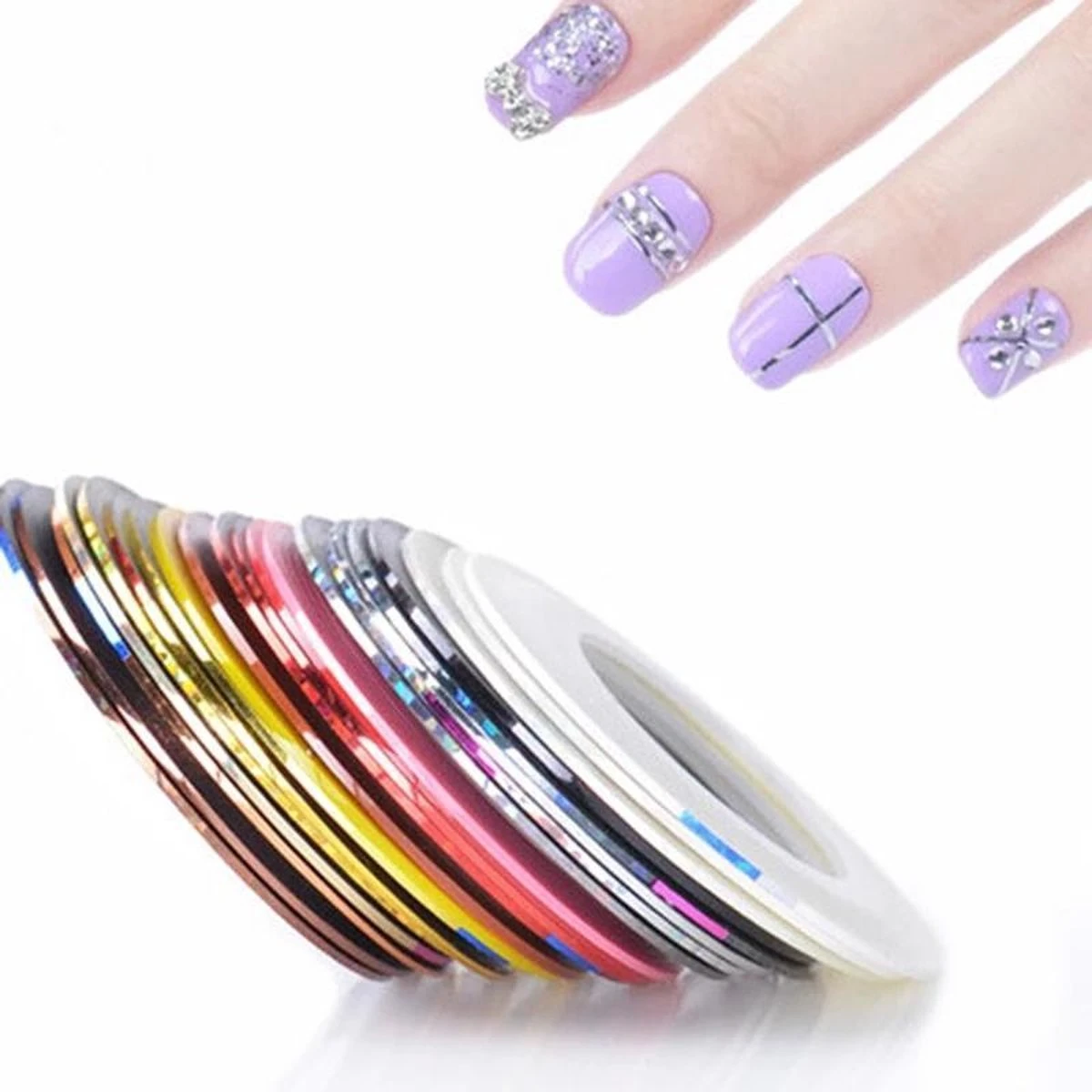 10 Rolletjes Striper 1mm Nail Art Striping Tape / Sparkolia Decoratie Sticker Nagel / Multicolor Gemengde Kleuren 10 10 Rolletjes Striper 1mm Nail Art Striping Tape / Sparkolia Decoratie Sticker Nagel / Multicolor Gemengde Kleuren - Afbeelding 8