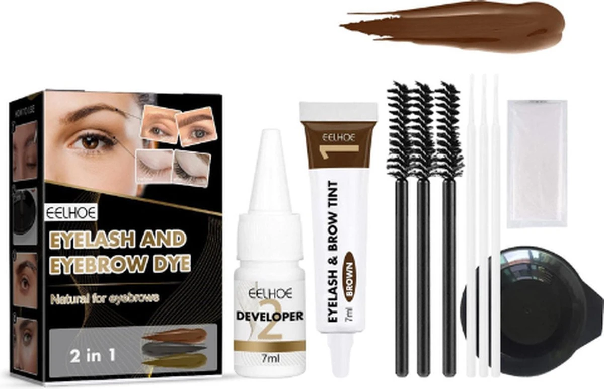 2 In 1 - Henna Wenkbrauwverf En Wimperverf - Bruin - Henna Brows - DIY Henna Brows Kit - Starterspakket 3 2 In 1 - Henna Wenkbrauwverf En Wimperverf - Bruin - Henna Brows - DIY Henna Brows Kit - Starterspakket