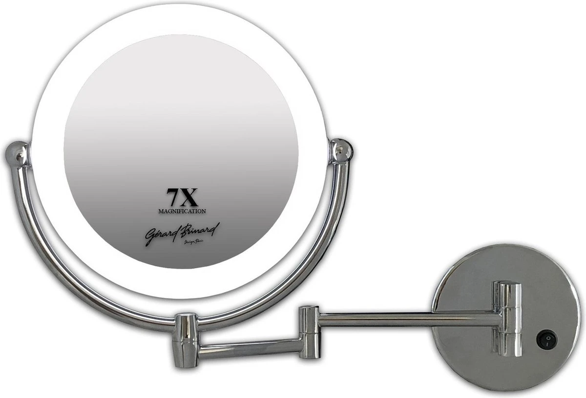 Metalen Verlichte Wand Knik Arm Badkamer LED Spiegel Chroom, Dubbelzijdig Verlicht, 7x Vergroting 22cm Doorsnee, Inculsief 4x AA Batterijen En Stroomkabel(USB) 4 Metalen Verlichte Wand Knik Arm Badkamer LED Spiegel Chroom, Dubbelzijdig Verlicht, 7x Vergroting 22cm Doorsnee, Inculsief 4x AA Batterijen En Stroomkabel(USB) - Afbeelding 2