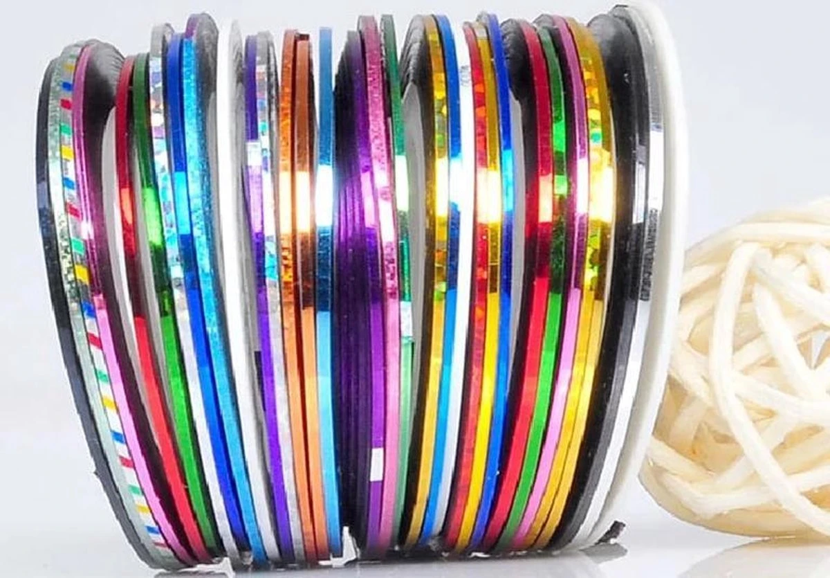 10 Rolletjes Striper 1mm Nail Art Striping Tape / Sparkolia Decoratie Sticker Nagel / Multicolor Gemengde Kleuren 3 10 Rolletjes Striper 1mm Nail Art Striping Tape / Sparkolia Decoratie Sticker Nagel / Multicolor Gemengde Kleuren