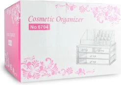 Relaxdays Make-up Organizer - Tweedelig - Cosmetica Opbergdoos - Transparant -Poeder - Foundation Winkel 1200x852 3