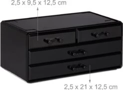 Relaxdays Make-up Organizer - Tweedelig - Cosmetica Opbergdoos + Lippenstift Houder - Zwart -Poeder - Foundation Winkel 1200x877