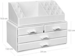 Nancy's Cutler Make-Up Organizer - Make-Up Opslag - 4 Lades - Open Vakken - Wit - Acryl - 24 X 13.5 X 18.5 Cm 12 Nancy's Cutler Make-Up Organizer - Make-Up Opslag - 4 Lades - Open Vakken - Wit - Acryl - 24 X 13.5 X 18.5 Cm -Poeder - Foundation Winkel 1200x893 1