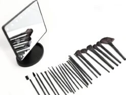 De Ultieme Make-up Ervaring: Cosmetische Spiegel Met 16 LED's En Set Van 24 Professionele Make-up Kwasten - Perfect Voor Een Vlekkeloze En Verlichte Look! Spiegel - Kwasten - Make-up Kwasten - Make-up Spiegel - Verlichting - LED - -Poeder - Foundation Winkel 1200x908