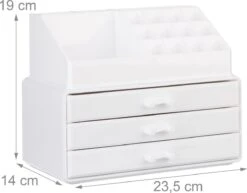 Relaxdays Make-up Organizer Klein - Stapelbaar - Sieradendoosje - Cosmetica - Opbergbox - Wit -Poeder - Foundation Winkel 1200x939