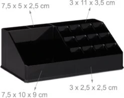 Relaxdays Make-up Organizer - Tweedelig - Cosmetica Opbergdoos + Lippenstift Houder - Zwart -Poeder - Foundation Winkel 1200x941 3
