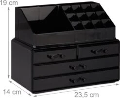 Relaxdays Make-up Organizer - Sieradendoosje - Cosmetica - Zwart -Poeder - Foundation Winkel 1200x978