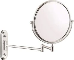 Vitra Make Up Spiegel - 2X Vergroting - Wandspiegel Rond - Scheerspiegel Wandmodel - Badkamer - Roestvrij - Chroom - Draadloos