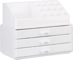 Relaxdays Make-up Organizer Klein - Stapelbaar - Sieradendoosje - Cosmetica - Opbergbox - Wit -Poeder - Foundation Winkel 1200x981 3