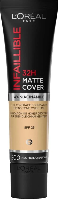 L’Oréal Paris Infallible 32H Matte Cover Foundation - 200 - Foundation Met Een Volledige Dekking En Een Matte Finish - 30 Ml