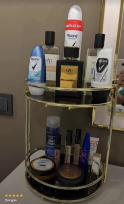 KIARA Badkamer Cosmetische Sieraden Organizer Multifunctionele Organizer 2-Tier Dienblad Catering Goud 11 KIARA Badkamer Cosmetische Sieraden Organizer Multifunctionele Organizer 2-Tier Dienblad Catering Goud -Poeder - Foundation Winkel 727x1200 3