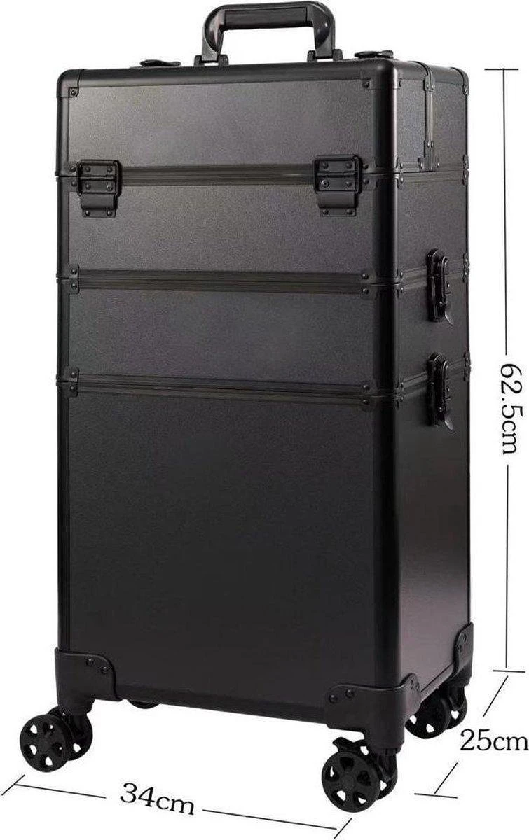 Beautycase / Beautykoffer / Trolley Voor Opbergen Van Uw Persoonlijke Verzorgingsproducten In 3 In 1 Van Aluminium - Bekleed Zwart Fluweel - 8wielen - Kapper - Tattoo - Nagel - Visagie - Make-up - Cosmetica - Schmink - Beauty Case / Beauty Koffer 6 Beautycase / Beautykoffer / Trolley Voor Opbergen Van Uw Persoonlijke Verzorgingsproducten In 3 In 1 Van Aluminium - Bekleed Zwart Fluweel - 8wielen - Kapper - Tattoo - Nagel - Visagie - Make-up - Cosmetica - Schmink - Beauty Case / Beauty Koffer - Afbeelding 4
