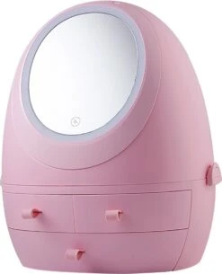 Make Up Organizer Met Make Up Spiegel En Led Verlichting | Usb Opladen Make-Up Tool Organizer Cosmetische Opbergdoos Draagbare Lade Led Spiegel Make-Up Tool Kits Opbergrek Maquillage | Make Up Spiegel Met Verlichting | Make Up Organizer Lades - Roze -Poeder - Foundation Winkel 971x1200 1