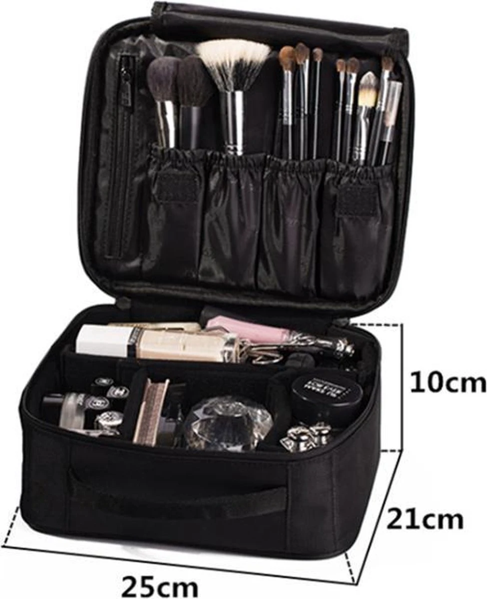 Make-up Koffer - Cosmetica Koffer - Visagie Opbergtas - Beauty Organizer Met Verstelbare Vakken - Roze 5 Make-up Koffer - Cosmetica Koffer - Visagie Opbergtas - Beauty Organizer Met Verstelbare Vakken - Roze - Afbeelding 3